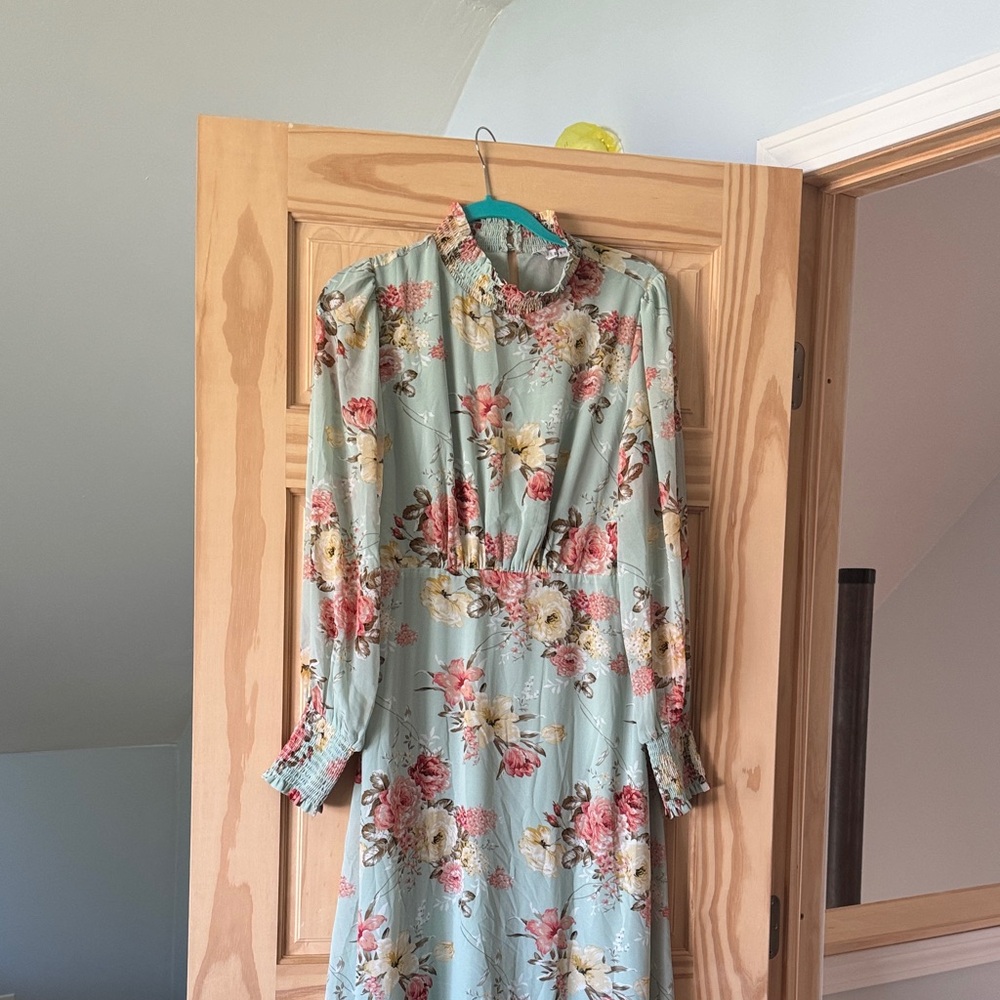 Baltic Born Floral Long Sleeve Dress in Blue and Pink